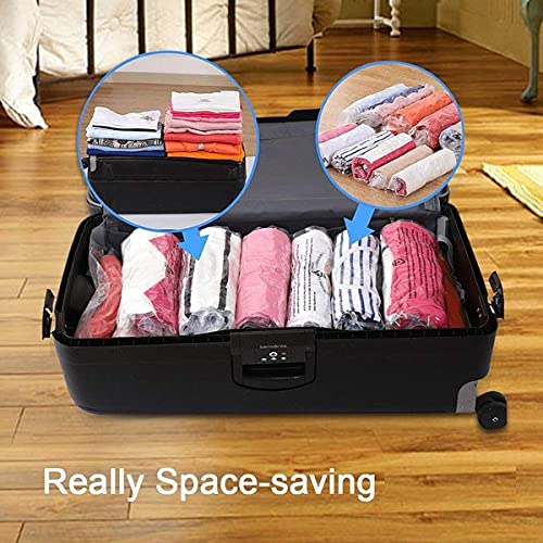 Smitex Vacuum Storage Sealer Bags (2 Jumbo/2 Large/2 Medium/2 Small) for Clothes, Dress, Winter Coats, Blankets, Pillows Comforters for Travel Space Saver Seal Compression Bags Hand Pump Included.