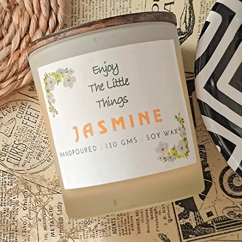 THE TINGE Jasmine Lemon Drakkar Scented Hand Poured Soy Wax Jar Candle for Birthday Anniversary Diwali Gift Home Decor Fragrance Candle