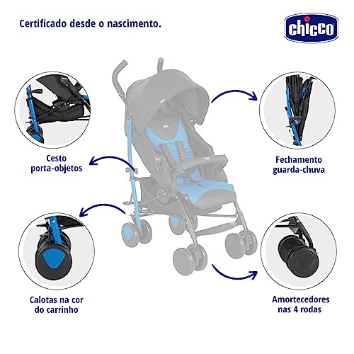 Chicco Echo Stroller with Bumper Bar, Pram for 0 to 5 years New Born / Baby / Toddler / Kid (Boy,Girl), Fully Reclining Backrest with 4 Positions, Adjustable Leg Rest, Compact Umbrella Fold with Easy to Carry Handle, 5-Point Safety Harness, Large Canopy w