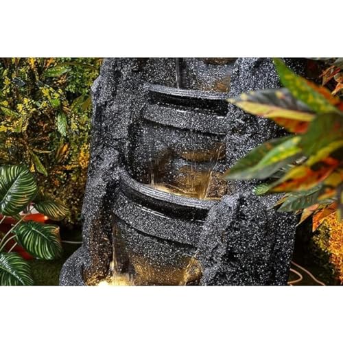 Shawshank Three Step Ganesh Water Fountain Resin Fiberglass Water Fountain for Home Office Living Room Dcor with LED Lights and Pump