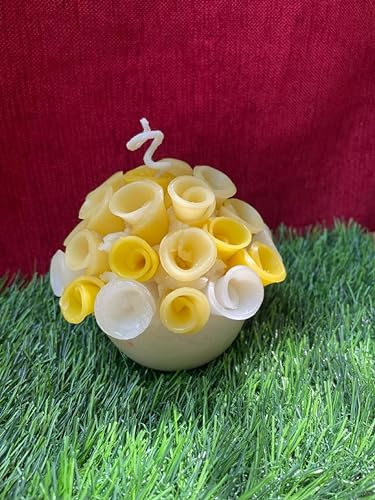 Soulshrine Scented Bouquet Candle | Yellow & White Color | Vanilla Scented | Valentine & Birthday Gift | 100% Natural Wax (Pack of 1)