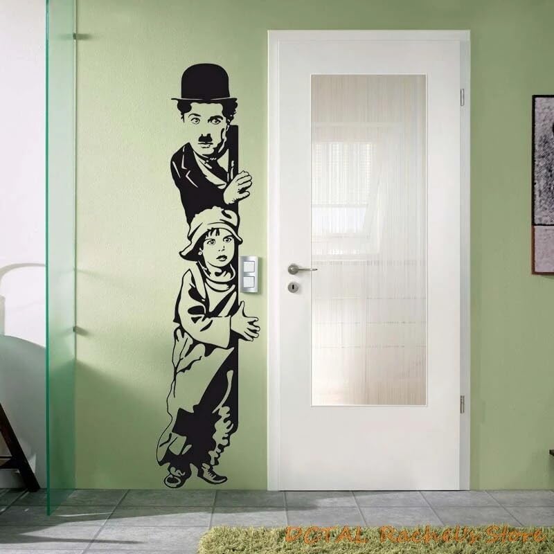 GADGETS WRAP Wall Decal Vinyl Sticker Chaplin and Kid Movie Star for Office Home Wall Decoration