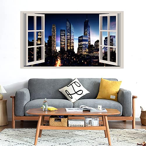 GADGETS WRAP Printed Wall Decal Sticker Fake Window Style Decal (90cm x 50cm) - Modern Nights