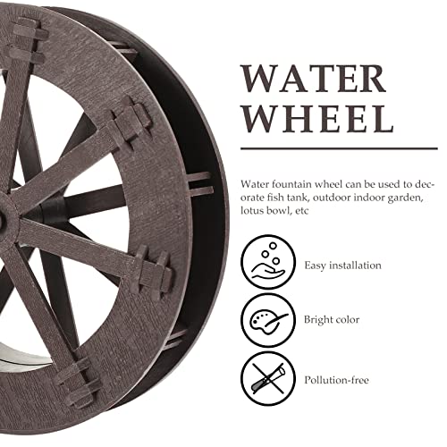 Yardwe Fountain Water Wheel Waterfall Decor Jewelry Accessories Fish Tank Decoration Simulation Wheel Model Fish Tank Fountain Wheel Water Fountain Part Miniature Plastic Fall Brown