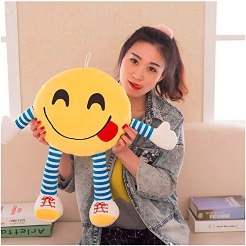 Frantic Polyester Smiley Pillow Cushions with Soft Hands and Legs, 33x33 cm, Yellow, Pack of 4