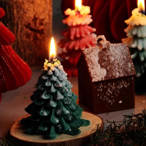 Christmas Candle Aesthetic Soy Wax Candles for Home Décor New Year Decorative Gift Candle Home Party (Christmas Tree – Green)