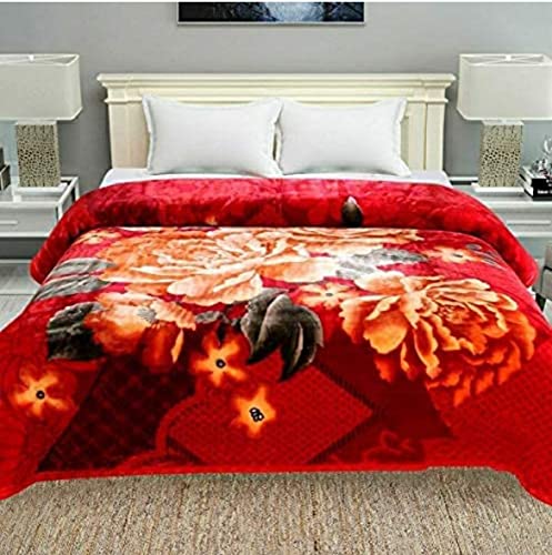 ALCITIC Home 1 Double Bed Warm Mink Blanket in Very Beautiful Color Red (90x90 inches) for mild Winters.