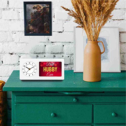 Designer Unicorn Desk/Shelf Clock with Attached Frame Best Hubby Ever 9.5 * 4.5 inches