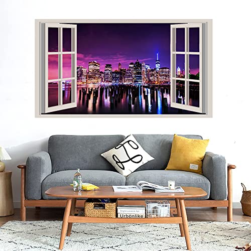 GADGETS WRAP Printed Wall Decal Sticker Fake Window Style Decal (90cm x 50cm) - Cityscape (2)