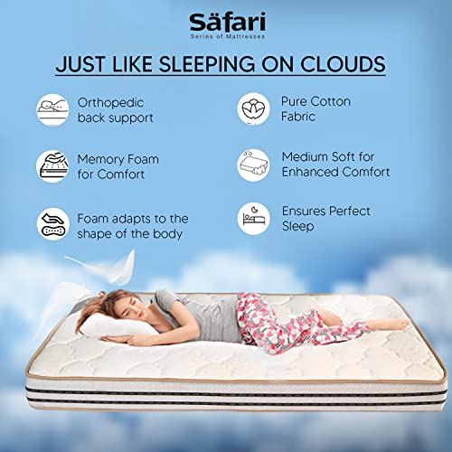 Safari The Mattress Company Memory Foam Mattress, Medium Firm, King Size Bed, High Density Foam, 6 Inch Thickness (78X72X6) | 5 Years Warranty