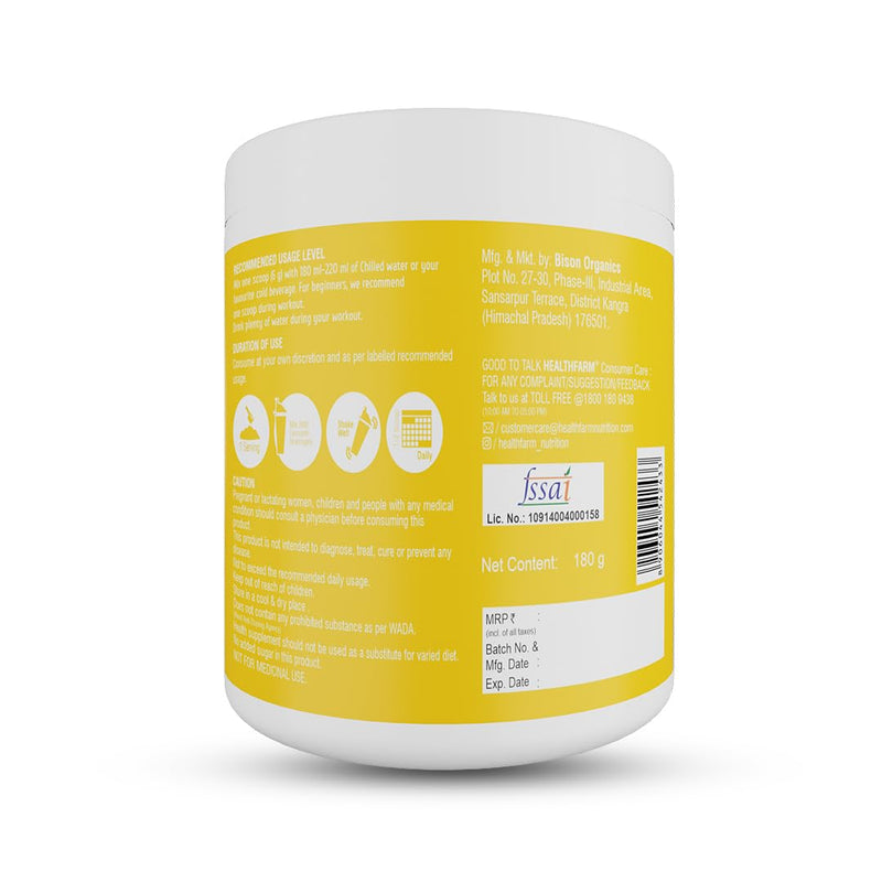 Healthfarm Intra BCAA Powder Amino Acids Supplement - 30 Servings - Sugar-Free Intra, Post & Pre Workout Amino Powder & Recovery Drink (Mango Berry)