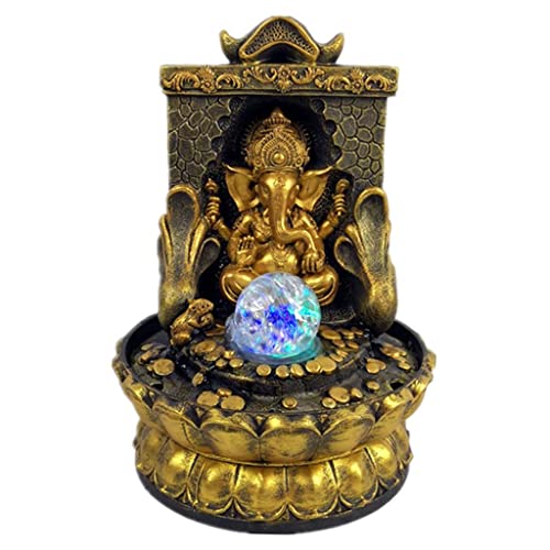 CALANDIS® Elephant Buddah Statute Tabletop Fountain Lucky Feng Shui for Home Office