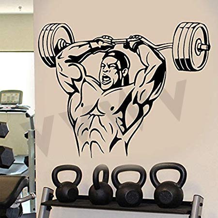 VVWV Gym Motivational Fitness Club Wall Decal Logo Wall Sticker Black 59.00 X 75.00 Cm