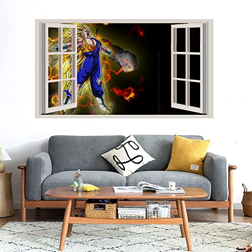 GADGETS WRAP Printed Wall Decal Sticker Fake Window Style Decal (90cm x 50cm) - Vegeta Power