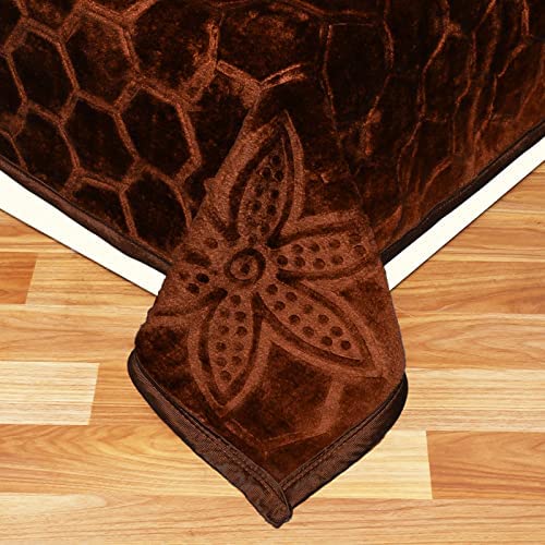 MITUL Fashion Soft Double Bed Blanket Mink Blanket for Heavy Winter Ac Solid Double Bed Blanket Super Soft Light Winter Blanket Travel Mink Blanket (Brown), Breathable