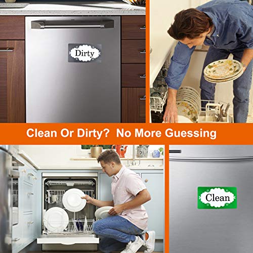 Dishwasher magnet cleaning dirty sign: strong magnet waterproof double-sided flip cover, can be used on stainless steel non-magnetic dishwasher-magnetic parts with adhesive (green)