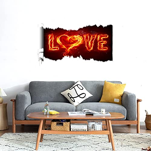 GADGETS WRAP Printed Wall Decal Sticker Scratched Paper Style Wall Decal (90cm x 50cm) - The Love in FIRE