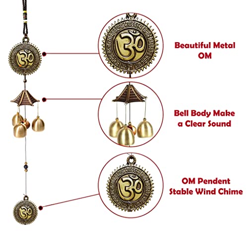 Zobro OM Metal Wind Chimes for Home Balcony Garden Positive Energy, Home Decor Hanging Long Brass Bells Gifts for Loved Ones 3 Bells