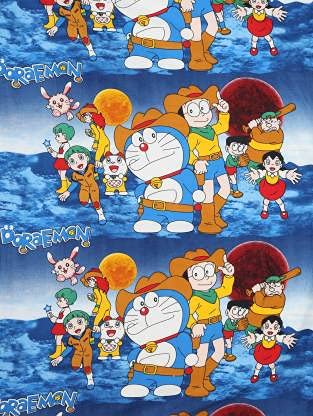 ABM UNLIMITED Cartoon Print Reversible Poly Cotton Soft Ac Blanket/Dohar for Kids (Single Bed, Doraemon Blue)