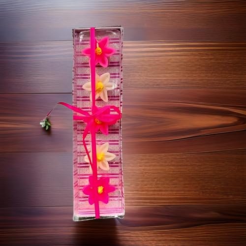 The Decor Affair Long-Lasting Sunflower-Shaped Wax Candles - A Set of 5 Handcrafted Masterpieces Perfect for Diwali and New Year Celebrations (Pink)