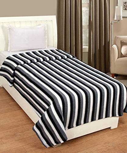 OMAJA HOME Black and White Stripe Single Bed Fleece Blanket (Size :Single :60X90 Inch) Pack of 10