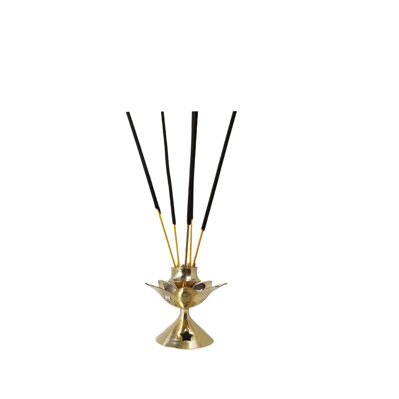 Brass Agarbatti Stand, Brass Incense Stick Holder, Pooja Items agarbatti Stand, 5 Holes (Gold) (Pack of 1)