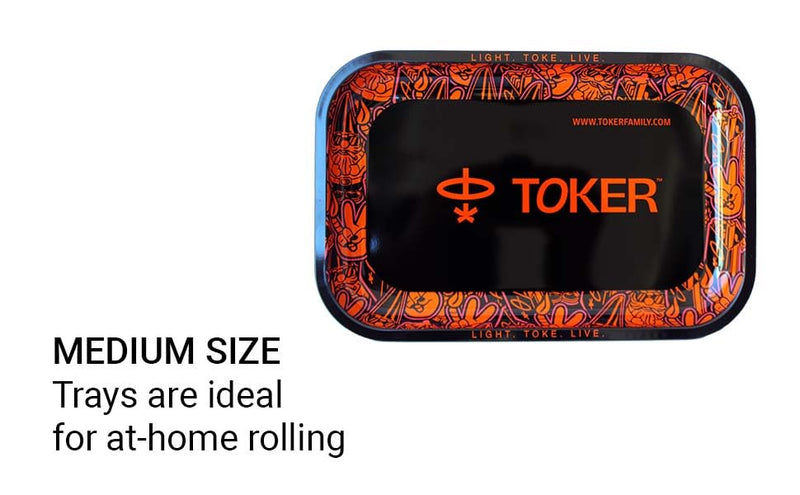Toker Premium Metal Rolling Tray, 28 x 18.5 x 2.2 cm, Medium Size