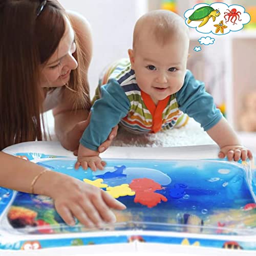 Cable World Baby Kids Water Mat Toys Inflatable Tummy Time Leakproof Water Mat, Fun Activity Play Center Indoor and Outdoor Water Mat for Baby Random Design