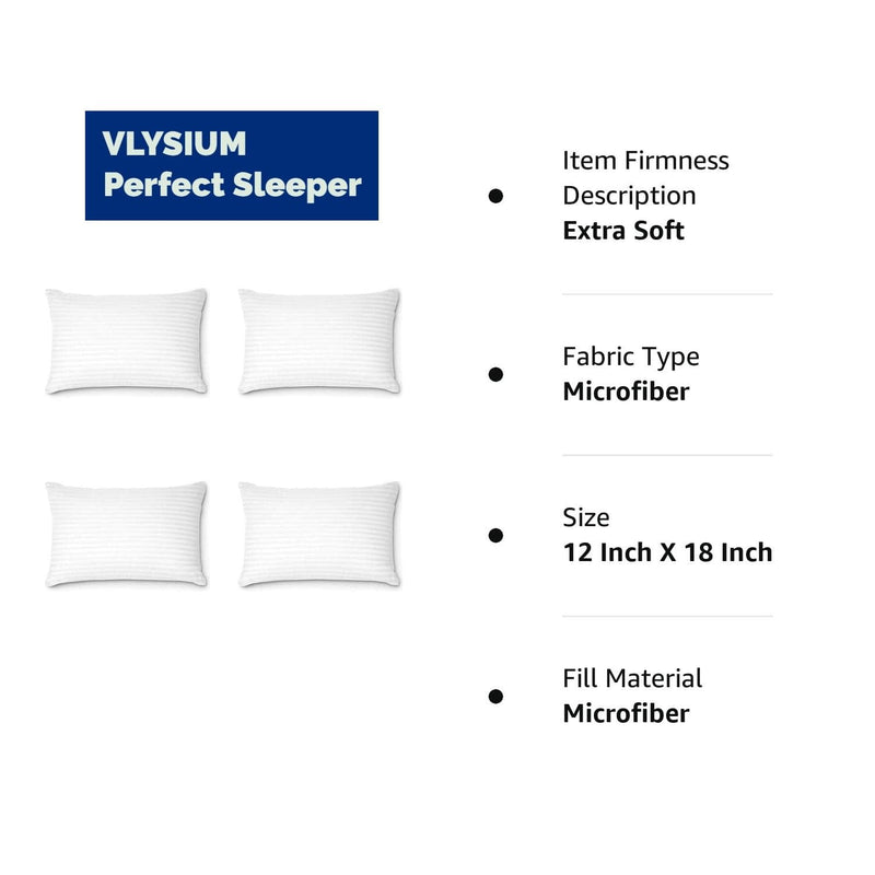 VLYSIUM Perfect Sleeper rectangular 12x18 Inches cushion, Set of 5, Arrya Microfiber Hotel Quality Premium Fibre Soft Cushion, Pillow Filler, White