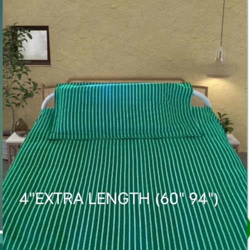 Ten Tex 1set Hospital Bed Sheet Pillow Cover -Size, 60"x 90", 18"x 27", Cotton, Green