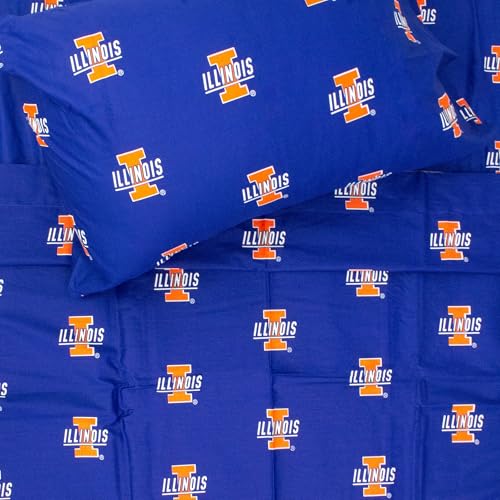 College Covers Illinois Fighting Illini Printed Sheet Set, Full