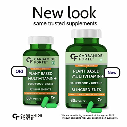 Carbamide Forte Plant Based Multivitamin Tablets (60 Veg Tablets) for Men & Women for Immunity, Energy & Detox with Ingredients like Superfoods, Greens, Vegetables, Fruits & Herbs Supplement