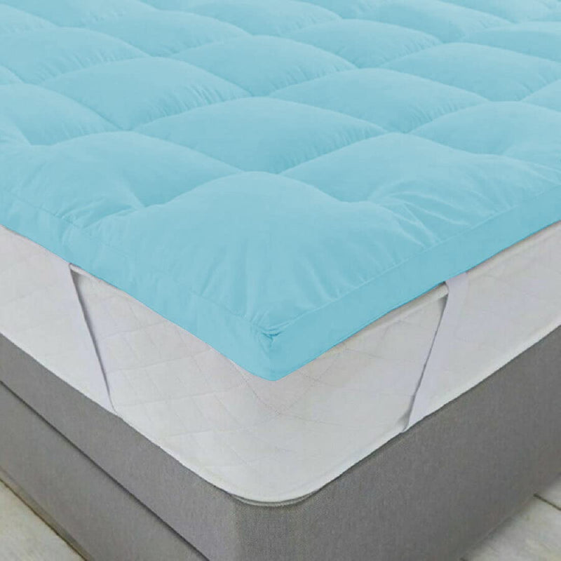 Jaipur Linen 800GSM Hollow Fibre Mattress Padding/Topper Sky Blue Single Bed-36 Inch X 78 Inch