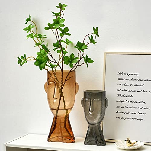 LOOM TREE® Glass Human Head Vase Plant Container Home Decorative Brown 16X13.5X32Cm | Home Decor | Vases