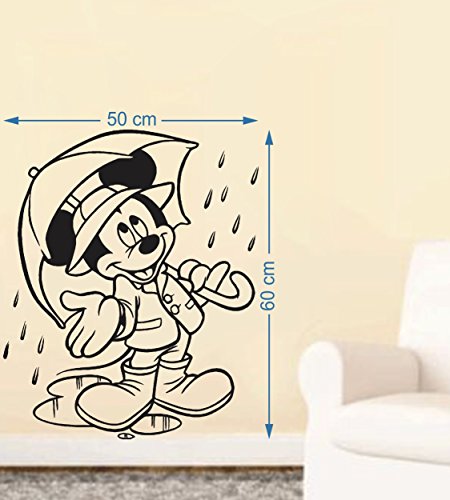 Micky in The Rain Self Adhesive VinylWaterproof Decorative Wall Stickers for Hall, Bedroom, Kitchen and Furniture