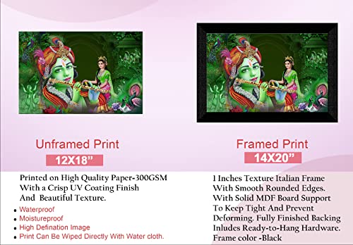 SAF Pack of 1 Radha krishna religious modern art wall painting with framed for living room 11 inch x 14 inch CANFM31413