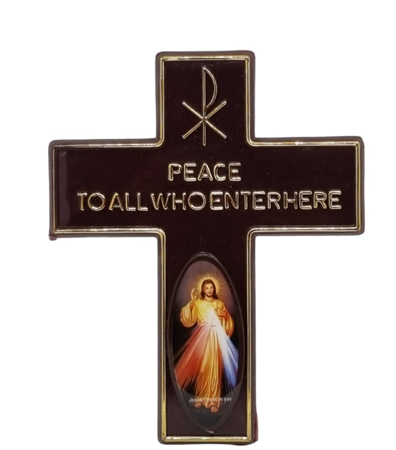 Blessings Brown Cross Divine Jesus Plastic Sticker