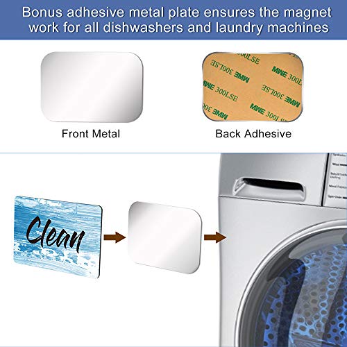 Umtiti Magnet, 1.5mm Thick Clean Dirty Sign Magnet for Dishwasher, Laundry Machine, Refrigerator, Reversible Kitchen Dish Washer Sign, Double Sided Magnet with Bonus Magnetic Plate, Wave