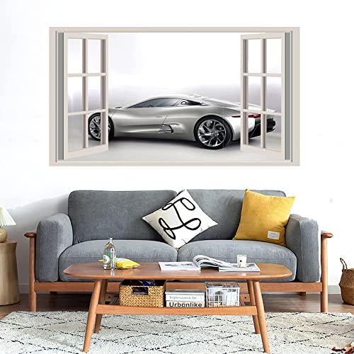 GADGETS WRAP Printed Wall Decal Sticker Fake Window Style Decal (90cm x 50cm) - Racing Car