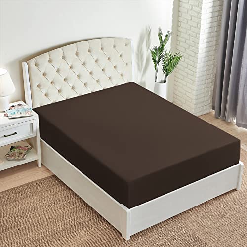 Mellanni Fitted Sheet Twin Brown - Brushed Microfiber 1800 Bedding - Wrinkle, Fade, Stain Resistant - Hypoallergenic - 1 Fitted Sheet Only (Twin, Brown)