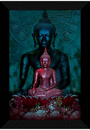 SAF Pack of 1 Buddha religious modern art wall painting with framed for living room 11 inch x 14 inch CANFM31257