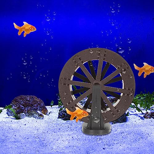 Yardwe Fountain Water Wheel Waterfall Decor Jewelry Accessories Fish Tank Decoration Simulation Wheel Model Fish Tank Fountain Wheel Water Fountain Part Miniature Plastic Fall Brown