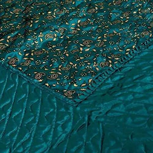 Generic Satin Luxury Gold Printed Quilted Microfibre King Size Bedding Wedding Bedsheet Set ???, Set of 8 Pieces for Home & Living Room (Green)