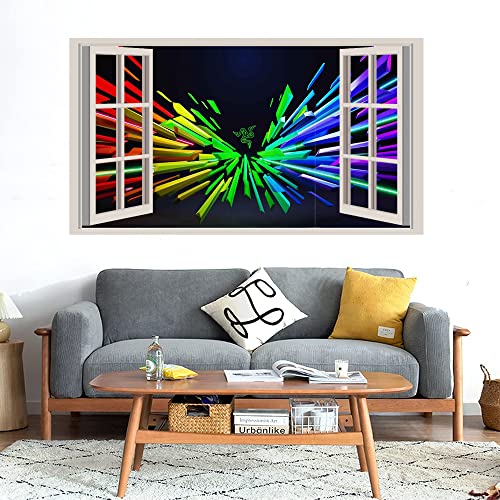 GADGETS WRAP Printed Wall Decal Sticker Fake Window Style Decal (90cm x 50cm) - Rainbow Colors