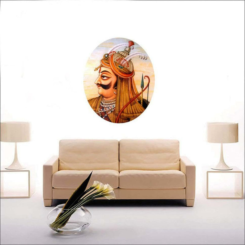 The Legendary Warrior Maharana Pratap Sing with Dhaal Decorative Wall Sticker (PVC Vinyl)