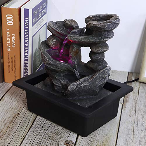 Tabletop Fountain, Led Desktop Fountain, Unique Shape Quiet Submersible Pump for Living Room Study Office Home Office Tea Room(Model: 1937)