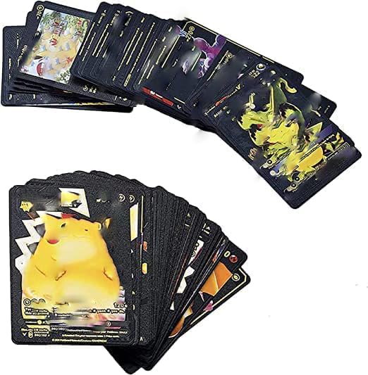 SHINETOY Playing Cards l 55 PCS Black Foil Card Assorted Cards TCG Deck Box - V Series Cards Vmax GX Rare Black Cards and Common-Rare Mystery Card… (55 Pcs Black)