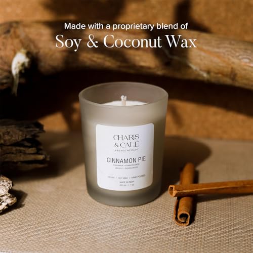 Charis & Cale Cinnamon Pie Candle Jar - 200 Gm | Smokeless, Soot-Free & Non-Toxic Candles for Home Decor & Aromatherapy | Long Burning Time of 40+ Hours | Best for Gifting & Meditation