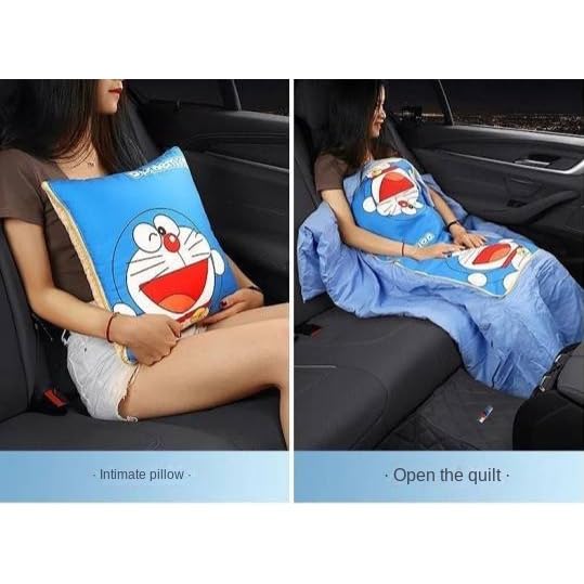 Mirramor Pillow Blanket for Car and Home Use, Two in One Folding Blanket for Naps, Pillow Blanket for Outdoor Travel (DOREMON)