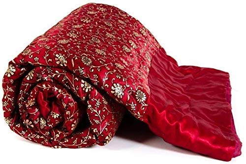 SVT Traditional Famous Jaipuri Beautiful Floral Print in Silk red Jaipuri Rajai/Razai/Quilt Single/Single Bed Quilt/Comforter/AC Quilt/AC Comforter